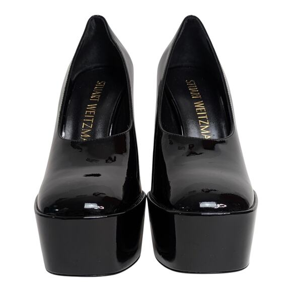 Stuart Weitzman Skyhi 145 Black Patent Platform Pump Size 9 NWOB - Picture 3 of 8